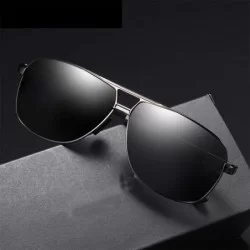 Square Sunglasses Polarized Antiglare Anti ultraviolet Travelling - Gun Frame Black Lens - C118WOU9KZ7 $30.96