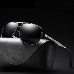 Square Sunglasses Polarized Antiglare Anti ultraviolet Travelling - Gun Frame Black Lens - C118WOU9KZ7 $30.96