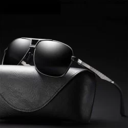 Square Sunglasses Polarized Antiglare Anti ultraviolet Travelling - Gun Frame Black Lens - C118WOU9KZ7 $30.96