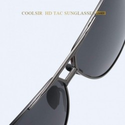 Square Sunglasses Polarized Antiglare Anti ultraviolet Travelling - Gun Frame Black Lens - C118WOU9KZ7 $30.96