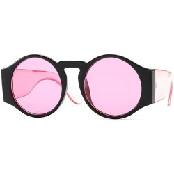 Round Round Sunglasses for Women Hippie Vintage Circle Frame - 05 Pink Lens/Black Frame - C418GWQS80I $22.72
