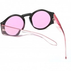 Round Round Sunglasses for Women Hippie Vintage Circle Frame - 05 Pink Lens/Black Frame - C418GWQS80I $15.25