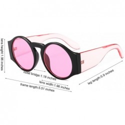 Round Round Sunglasses for Women Hippie Vintage Circle Frame - 05 Pink Lens/Black Frame - C418GWQS80I $15.25