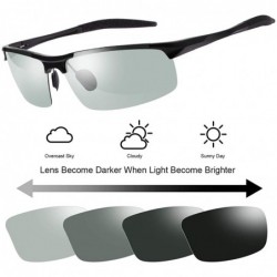 Semi-rimless Men's Photochromic Polarized Sunglasses Day and Night Driving Sports Glasses - 8177 Black - CR192DTH9IC $40.72