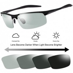 Semi-rimless Men's Photochromic Polarized Sunglasses Day and Night Driving Sports Glasses - 8177 Black - CR192DTH9IC $15.86