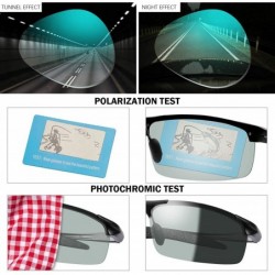 Semi-rimless Men's Photochromic Polarized Sunglasses Day and Night Driving Sports Glasses - 8177 Black - CR192DTH9IC $40.72