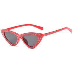 Cat Eye Retro Rhinestone Cat Eye Sunglasses for Women Clout Goggles Plastic Frame Glasses - Red - C218E5GNUGG $8.95