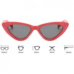 Cat Eye Retro Rhinestone Cat Eye Sunglasses for Women Clout Goggles Plastic Frame Glasses - Red - C218E5GNUGG $8.95
