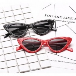 Cat Eye Retro Rhinestone Cat Eye Sunglasses for Women Clout Goggles Plastic Frame Glasses - Red - C218E5GNUGG $8.95