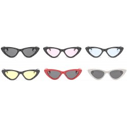 Cat Eye Retro Rhinestone Cat Eye Sunglasses for Women Clout Goggles Plastic Frame Glasses - Red - C218E5GNUGG $8.95