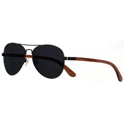 Aviator Aviator Sunglasses for Men Women Polarized Black Uv Protection Wood Frame Wooden Blue Yellow - C018IGUA6DR $29.62