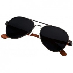 Aviator Aviator Sunglasses for Men Women Polarized Black Uv Protection Wood Frame Wooden Blue Yellow - C018IGUA6DR $14.20