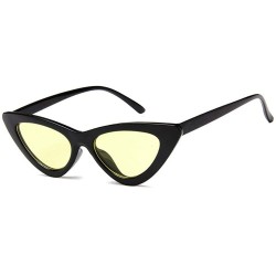 Cat Eye Women Fashion Triangle Cat Eye Sunglasses with Case UV400 Protection Beach - Black Frame/Yellow Lens - CO18WQ3NHON $2...