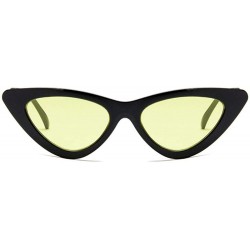 Cat Eye Women Fashion Triangle Cat Eye Sunglasses with Case UV400 Protection Beach - Black Frame/Yellow Lens - CO18WQ3NHON $2...