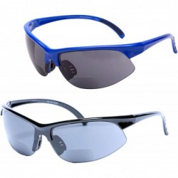 Sport Bifocal Reading Sunglasses Outdoor Readers - Black/Blue - CJ195W0TMKY $38.84