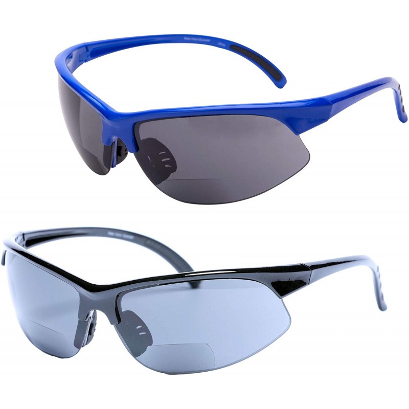 Sport Bifocal Reading Sunglasses Outdoor Readers - Black/Blue - CJ195W0TMKY $17.38