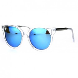 Round Womens Plastic Clear Horn Rim Cat Eye Round Retro Fashion Sunglasses - Blue - CH17Z3NH24H $8.65