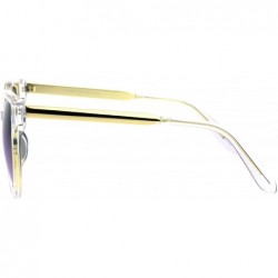 Round Womens Plastic Clear Horn Rim Cat Eye Round Retro Fashion Sunglasses - Blue - CH17Z3NH24H $8.65