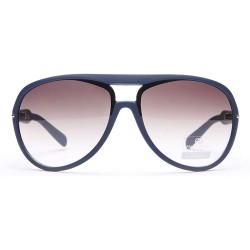 Aviator Women's Thick Frame Aviator UV Protected Sunglasses with Stripe Accent - Slate Blue - CL1908IIAQ6 $12.82