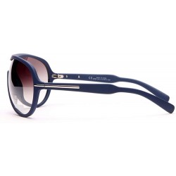 Aviator Women's Thick Frame Aviator UV Protected Sunglasses with Stripe Accent - Slate Blue - CL1908IIAQ6 $12.82