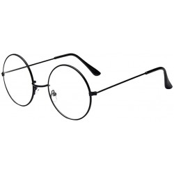 Oval Fashion Oval Round Clear Lens Glasses Vintage Geek Nerd Retro Style Metal - Black - CR18RAX6MHK $7.63