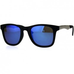 Rectangular Mens Plastic Horned Rim Metal Arm Elegant OG Designer Sunglasses - Black Blue - C8184MWRLOQ $14.07
