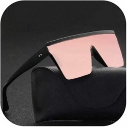 Wrap Male Flat Top Sunglasses Men Brand Black Square Shades UV400 Gradient Sun Glasses Cool One Piece Designer - Pink - CD198...
