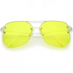 Rimless Oversize Rimless Keyhole Bridge Super Flat Lens Aviator Sunglasses 60mm - Clear / Yellow - CB186TMQNZT $11.74