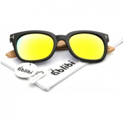 Wayfarer Wooden Sunglasses-Polarized Mens Wood Sunglasses Handmade Lightweight Shades with Gift Box - Gold - CK18KREDYU9 $12.90
