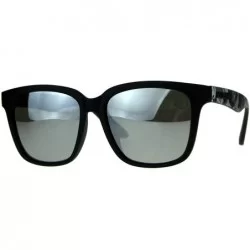 Square KUSH Sunglasses Unisex Black Square Frame Mirrored Lens UV 400 - Matte Black Grey Camo (Silver Mirror) - C918CGHZSAO $...