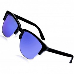 Round Retro Polarized Sunglasses Men Women Classic Casual Semi Rimless Round Fashion Sun Glasses - CK18NAW7ROC $31.01