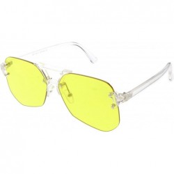 Rimless Oversize Rimless Keyhole Bridge Super Flat Lens Aviator Sunglasses 60mm - Clear / Yellow - CB186TMQNZT $11.74