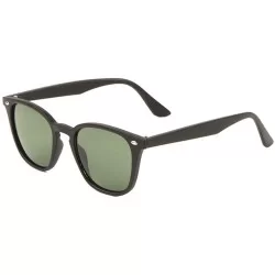 Square Retro Classic Round Square Glass Lens Sunglasses - Black - CQ1983GICY6 $26.18