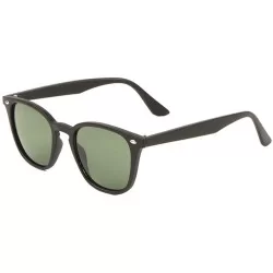 Square Retro Classic Round Square Glass Lens Sunglasses - Black - CQ1983GICY6 $12.38