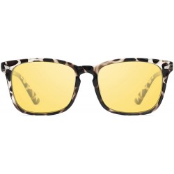 Square Night Vision Driving Glasses for Women Men Polarized Anti-Glare Sunglasses - Leopard - CX18TXY7ZAH $37.22