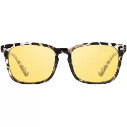 Square Night Vision Driving Glasses for Women Men Polarized Anti-Glare Sunglasses - Leopard - CX18TXY7ZAH $16.64