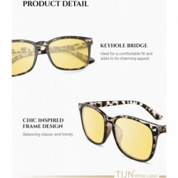 Square Night Vision Driving Glasses for Women Men Polarized Anti-Glare Sunglasses - Leopard - CX18TXY7ZAH $16.64