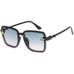 Square Unisex Sunglasses Fashion Yellow Drive Holiday Square Non-Polarized UV400 - Bright Black Light Grey - CE18RH6SWC2 $20.15
