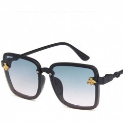 Square Unisex Sunglasses Fashion Yellow Drive Holiday Square Non-Polarized UV400 - Bright Black Light Grey - CE18RH6SWC2 $7.87