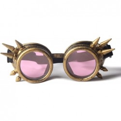 Goggle Spiked Steampunk Retro Goggles Rave Vintage Glasses Cosplay Halloween - Frame+pink Lenses - CN18HA874G6 $12.01