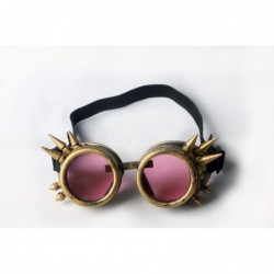 Goggle Spiked Steampunk Retro Goggles Rave Vintage Glasses Cosplay Halloween - Frame+pink Lenses - CN18HA874G6 $12.01