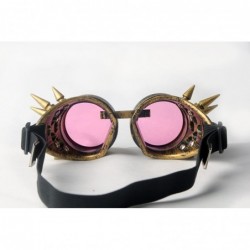 Goggle Spiked Steampunk Retro Goggles Rave Vintage Glasses Cosplay Halloween - Frame+pink Lenses - CN18HA874G6 $12.01