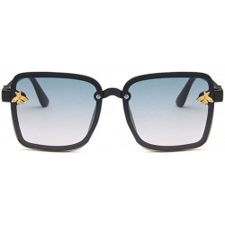 Square Unisex Sunglasses Fashion Yellow Drive Holiday Square Non-Polarized UV400 - Bright Black Light Grey - CE18RH6SWC2 $7.87