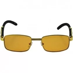 Aviator Vintage Slender Rectangular Sunglasses Retro Small Metal Frame Candy Color - Gold/Orange Lens - C018EG8U0YO $20.09