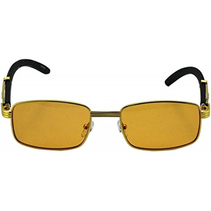 Aviator Vintage Slender Rectangular Sunglasses Retro Small Metal Frame Candy Color - Gold/Orange Lens - C018EG8U0YO $13.40