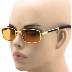 Aviator Vintage Slender Rectangular Sunglasses Retro Small Metal Frame Candy Color - Gold/Orange Lens - C018EG8U0YO $13.40