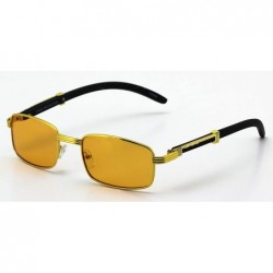 Aviator Vintage Slender Rectangular Sunglasses Retro Small Metal Frame Candy Color - Gold/Orange Lens - C018EG8U0YO $13.40