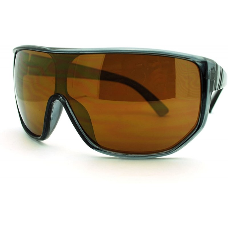 Oversized Mens Super Oversized Goggle-Look Shield Sunglasses Reflective Lens - Gray (Translucent) - CX11LURWC1T $9.71