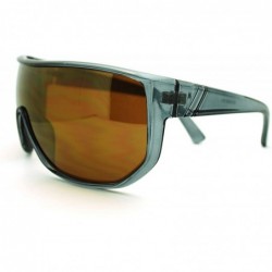 Oversized Mens Super Oversized Goggle-Look Shield Sunglasses Reflective Lens - Gray (Translucent) - CX11LURWC1T $9.71