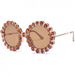 Oval Fashion Round Sunglasses Crystal plastic Frame glasses for women UV400 - Brown - CE18N6RNX94 $22.31